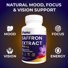 Imanu Saffron Extract – Mood, Focus & Vision Support (60 Veggie Capsules, 2-Month Supply)